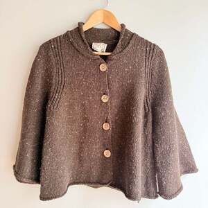 Chelsea & Violet Brown Speckled Lambswool Blend Button-Up Cardigan Size L